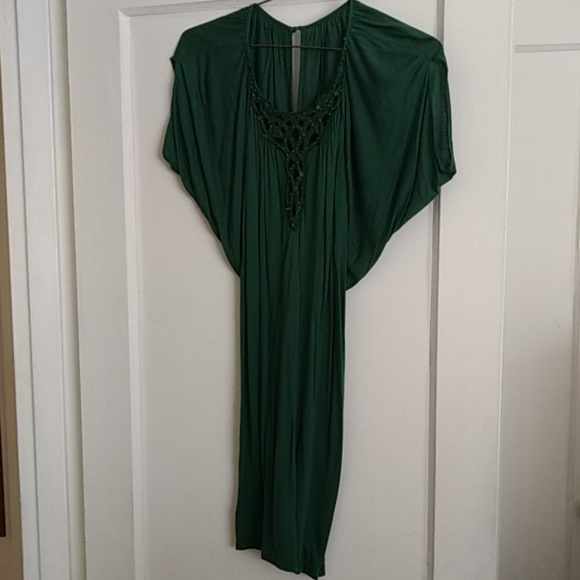 BcbgMaxazria Jade Green Dress with Beaded neckline - Picture 3 of 7